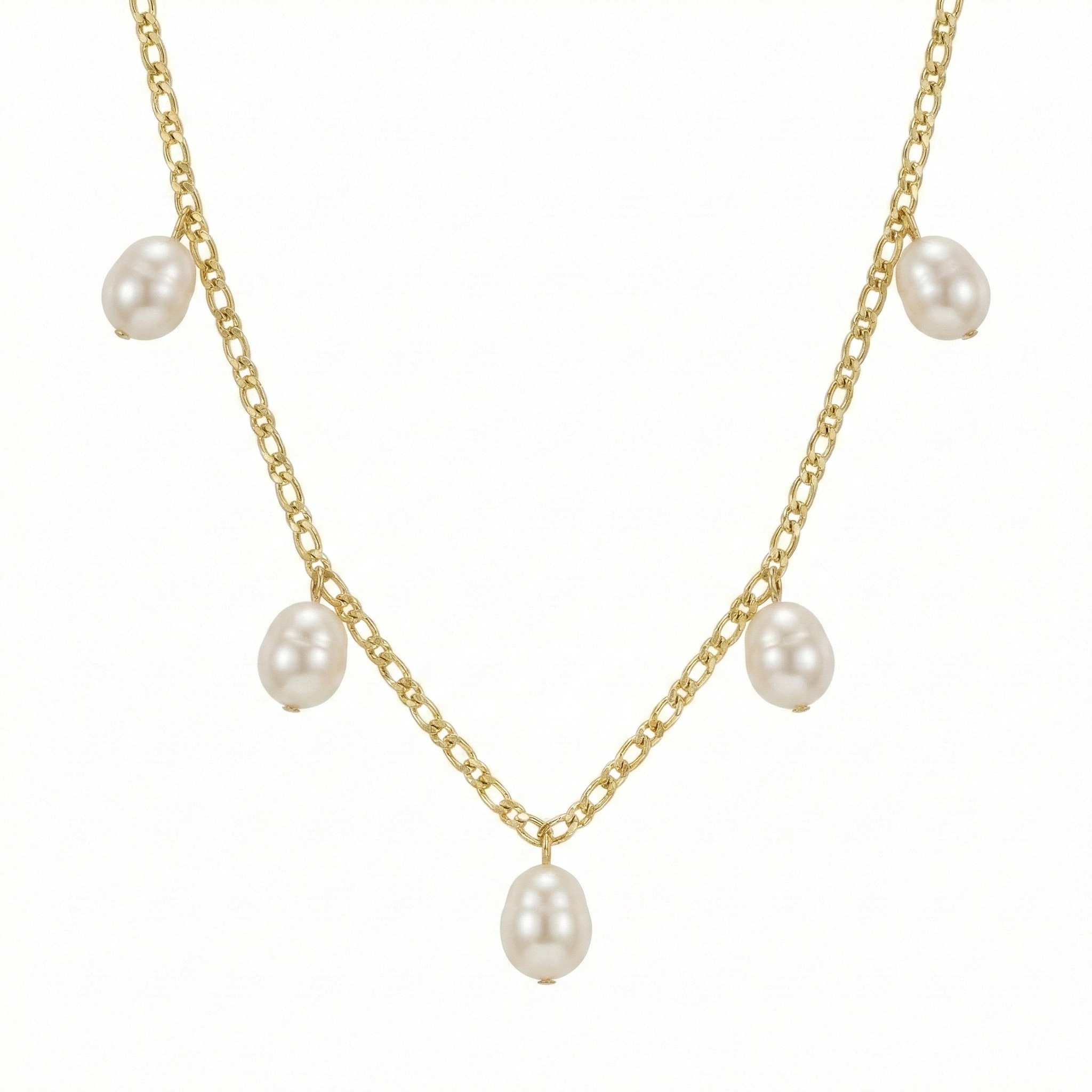 7-0 Collar dorado con perlas colgantes estilo barroco – Petich