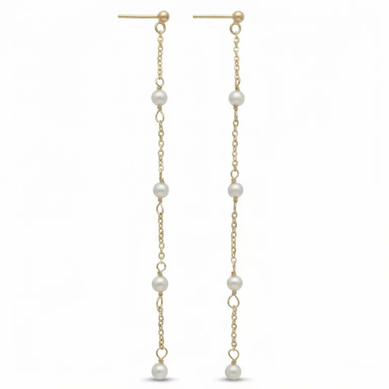 pendientes largos con perlas