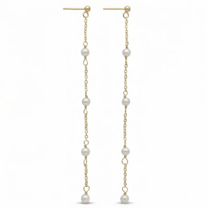 pendientes largos con perlas