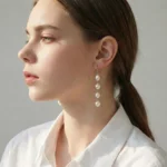 Cielo Brillante – Pendientes largos de perlas flotantes - Imagen 4