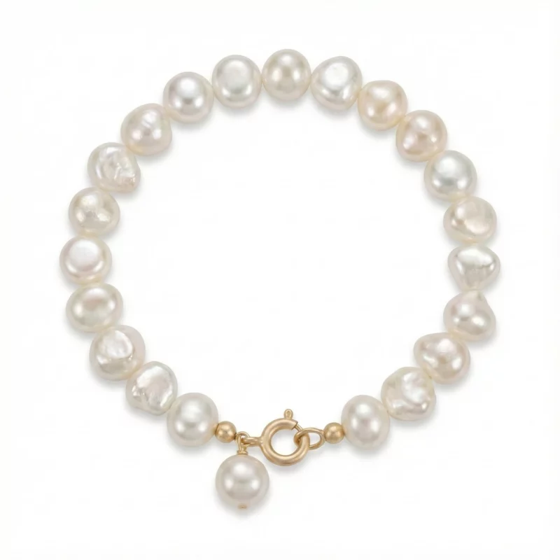 pulsera de perlas barrocas con cierre dorado