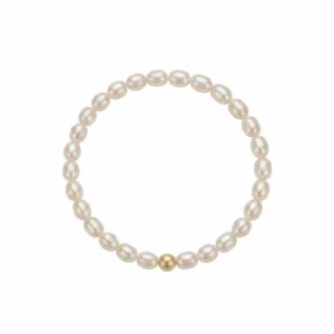 Pulsera elástica de perlas naturales blancas – Petich