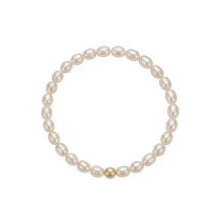 Pulsera elástica de perlas naturales blancas – Petich
