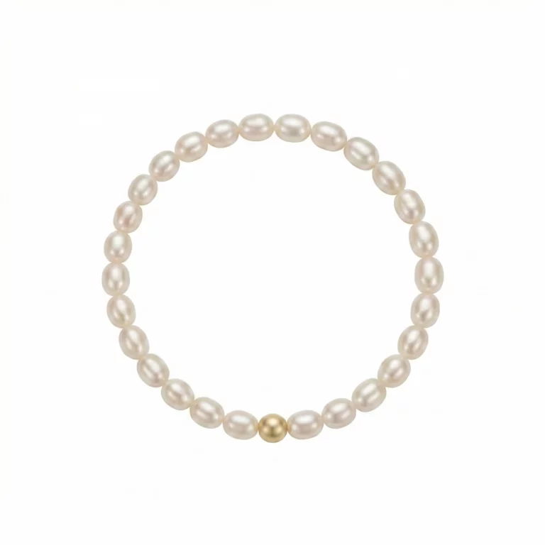 Pulsera elástica de perlas naturales blancas – Petich