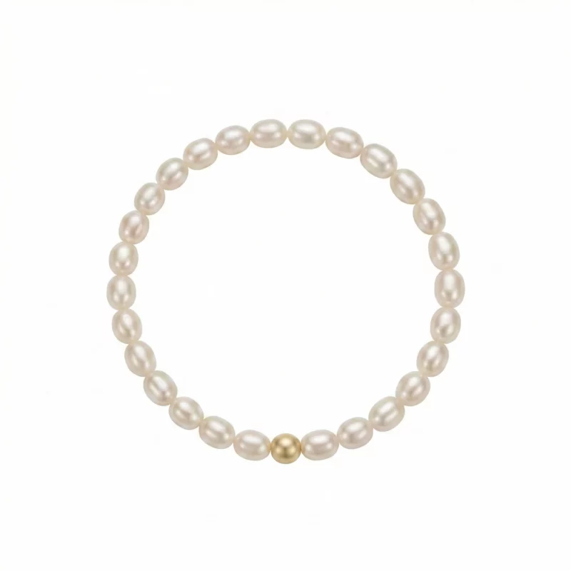 Pulsera elástica de perlas naturales blancas – Petich