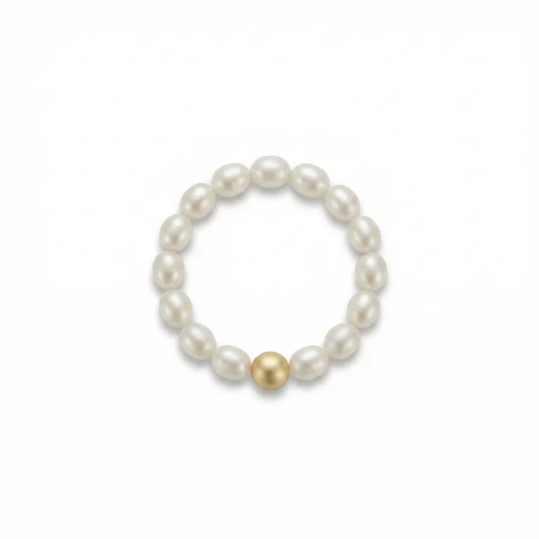 Anillo de perlas naturales con bola dorada – Petich
