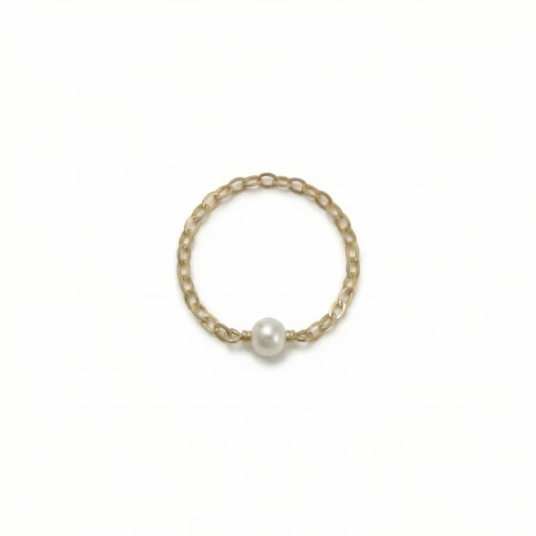 Anillo cadena con perla natural en oro laminado – Petich