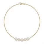 Luz Constelada – Collar dorado con cinco perlas naturales - Imagen 4