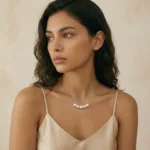 Luz Constelada – Collar dorado con cinco perlas naturales - Imagen 3