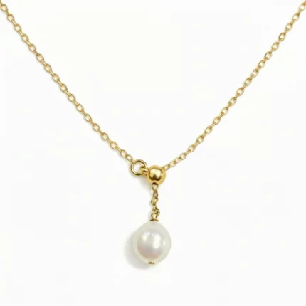 collar con perla colgante largo