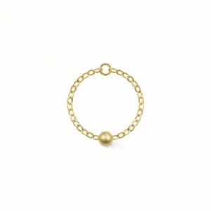 Anillo cadena con bola dorada en oro laminado – Petich