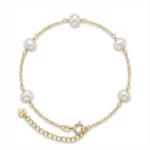 Pulsera dorada con perlas naturales – Petich