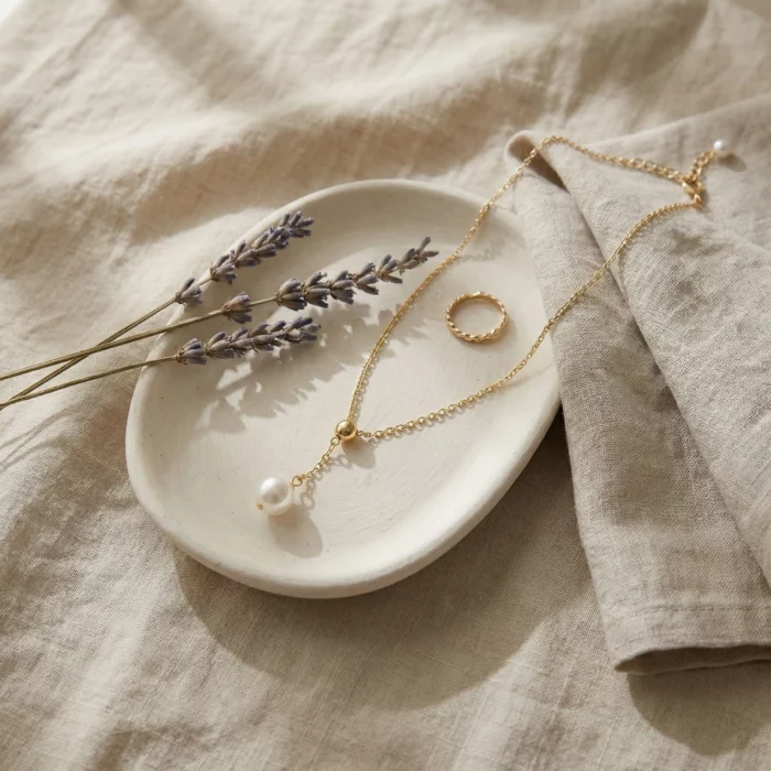 Gota de Luna – Collar Y con perla colgante - Imagen 3