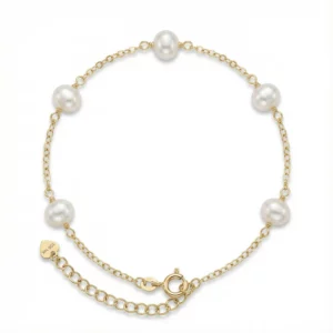 Pulsera dorada con perlas naturales – Petich