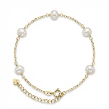 Pulsera dorada con perlas naturales – Petich