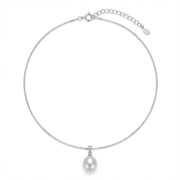 Brisa Serena – Colgante de perla con cadena de plata pura - Imagen 2
